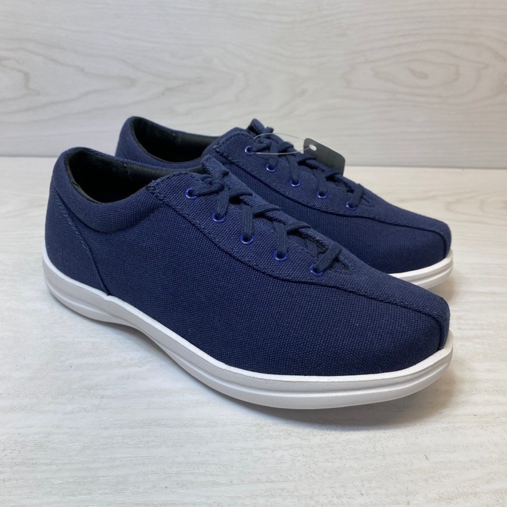 Apex Womens 6 Wide Petals A401W Sneakers Slip Resistant Navy Blue Fabric Comfort
